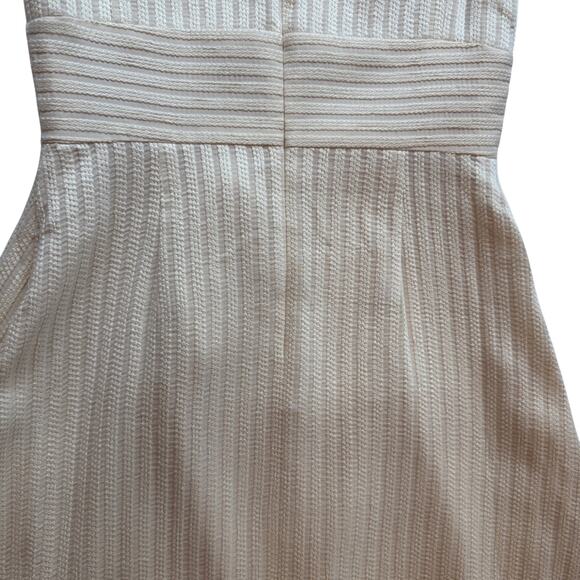 Lyn Devon Gazelle Off-White Sleeveless Inverted Pleat Texture Dress Size 8 - Picture 12 of 16